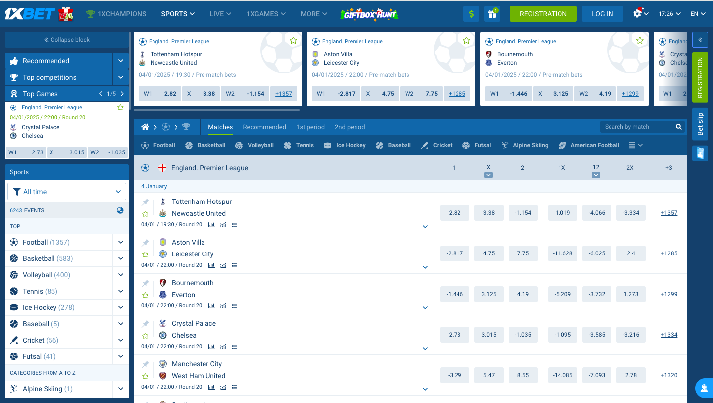 1xBet Sportsbook HugeStakes